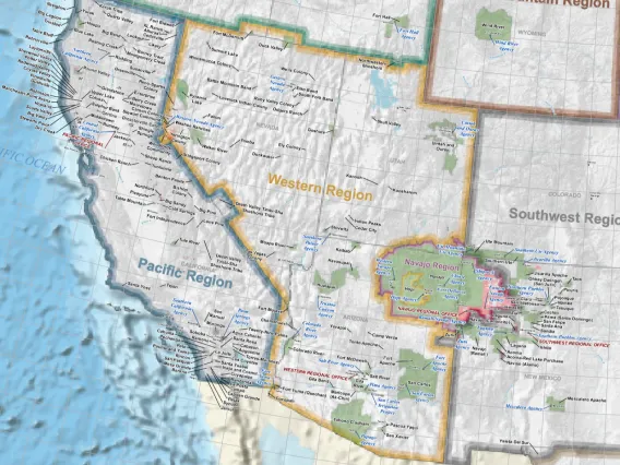 Tribal map of the southwest US.