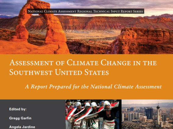Screenshot of cover page for 2013 SW Climate Change Assessment Report.