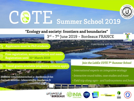 Flyer for COTE Summer School 2019: "Ecology and society: frontiers and boundaries"