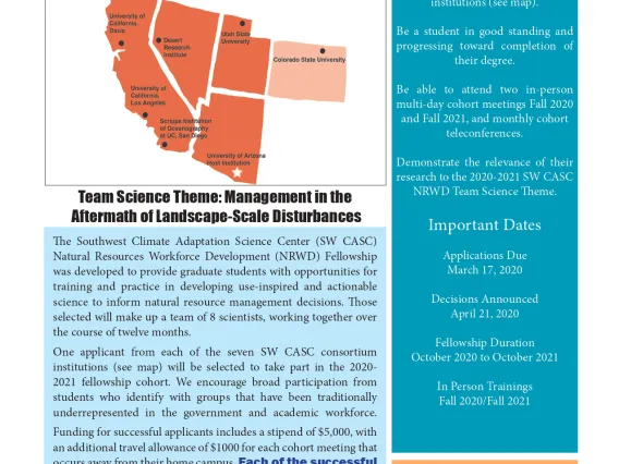 Flyer for Natural Resources Workforce Development Fellowship.