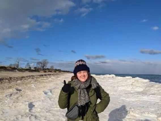 Erin Thompson standing in the snow.