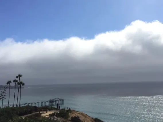 Clouds coming in over the ocean.