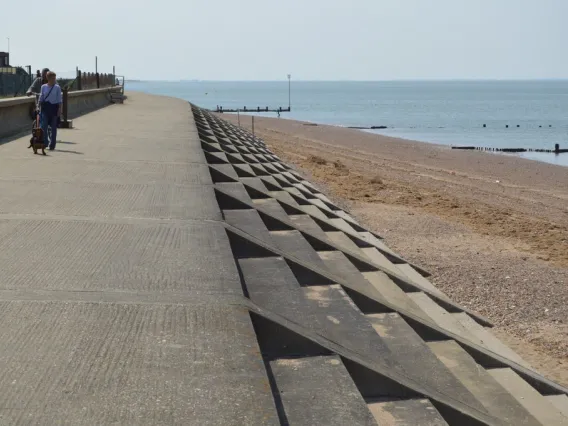 Stepped seawall in Great Britain.