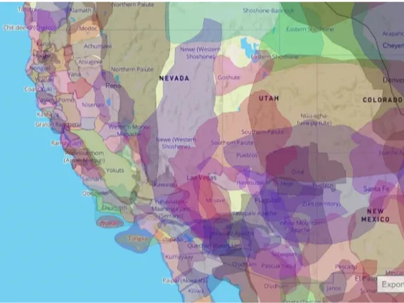 Map of the southwest region of the US with land acknowledgement mapping.