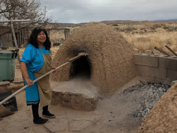 Getting ready to make food in the horno