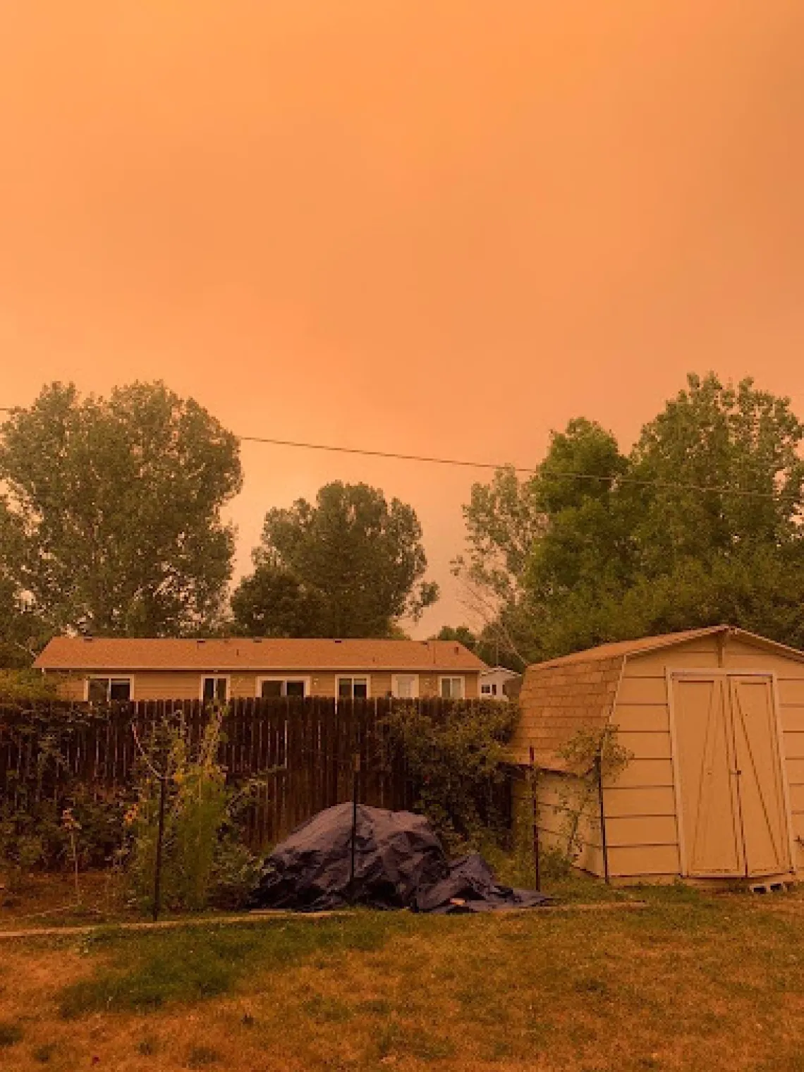 Orange haze that enveloped Fort Collins during the day time.