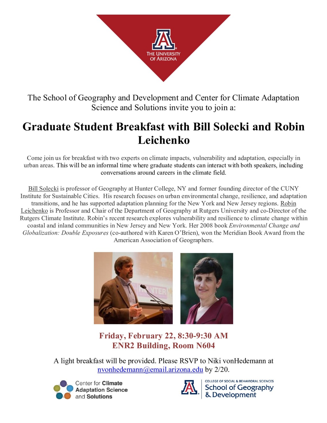 Flyer for the grad student breakfast event.