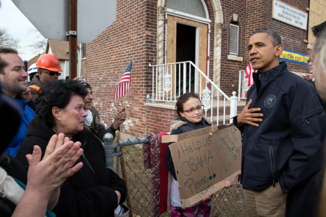 President Obama speaking to constituents.