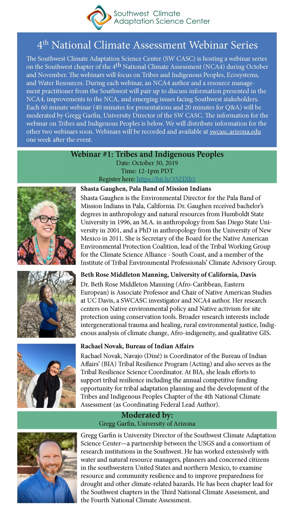 Flyer for the 4th National Climate Assessment Webinar #1