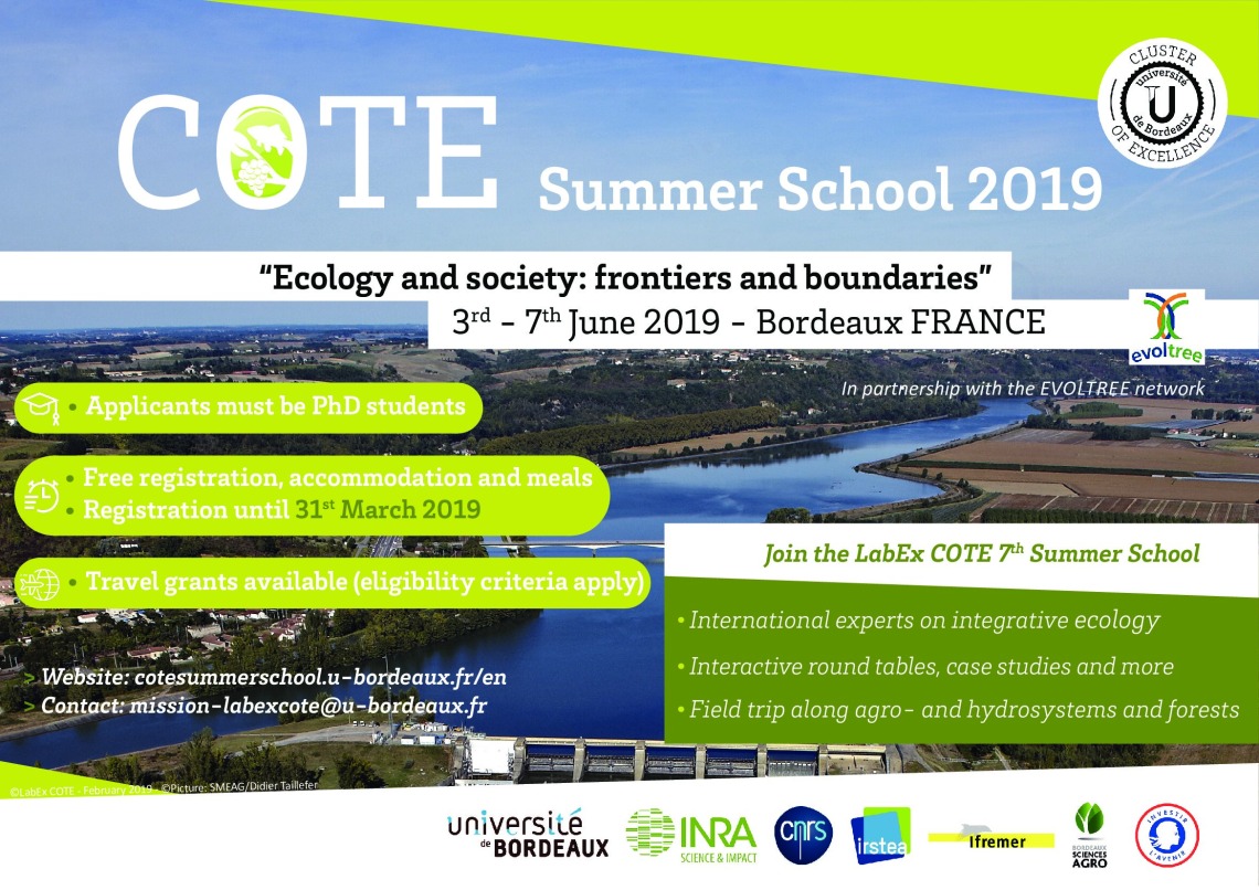 Flyer for COTE Summer School 2019: "Ecology and society: frontiers and boundaries"