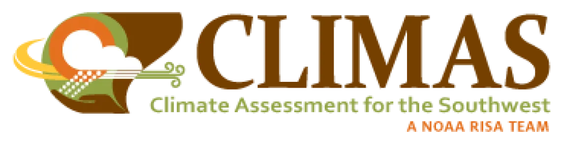 Logo for CLIMAS reads: Climate Assessment for the Southwest - A NOAA RISA Team