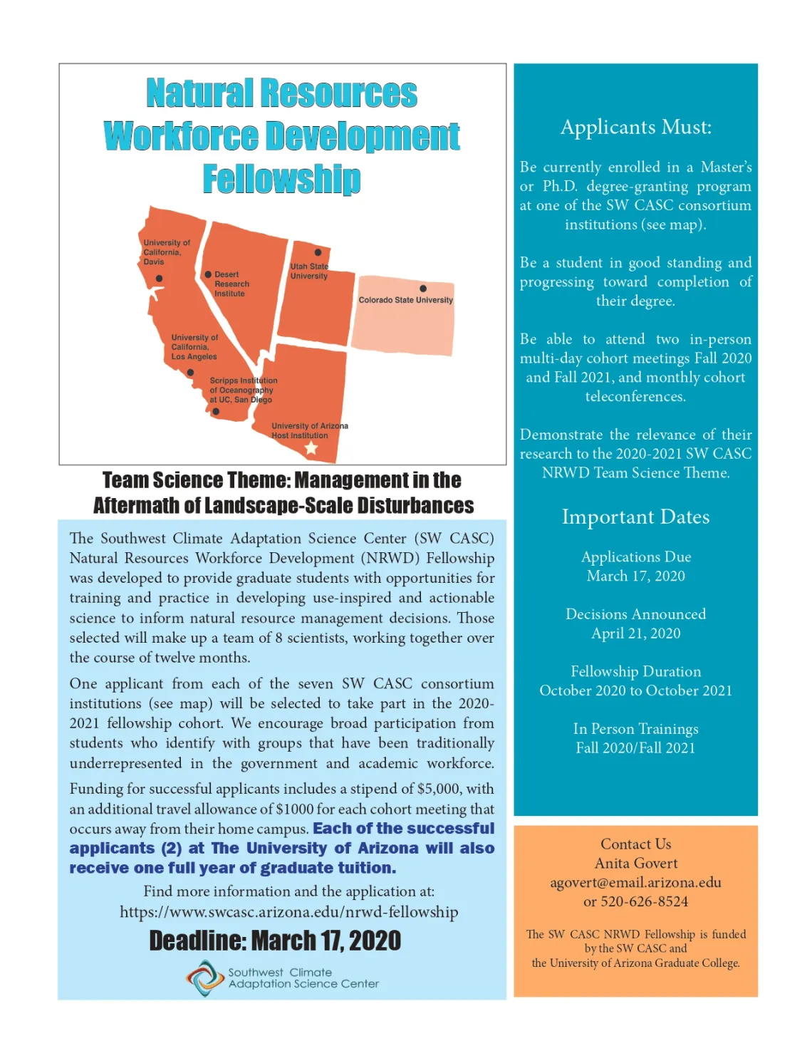 Flyer for Natural Resources Workforce Development Fellowship.