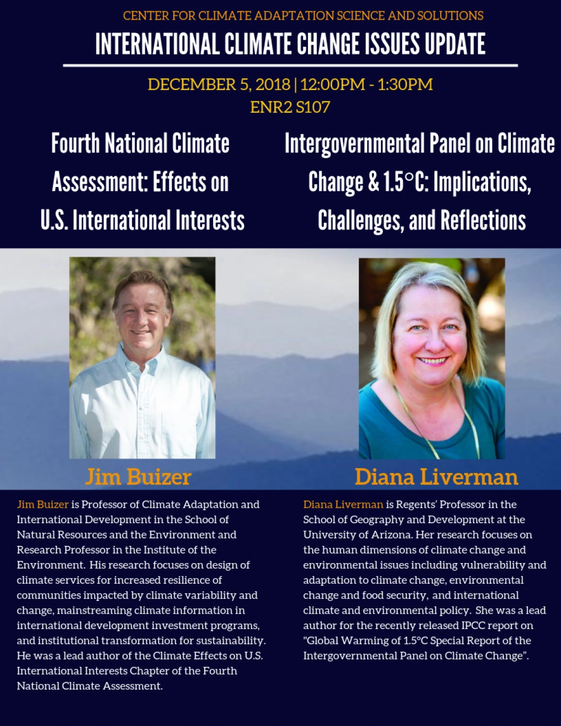 Screenshot of flyer for International Climate Change Issues Update event