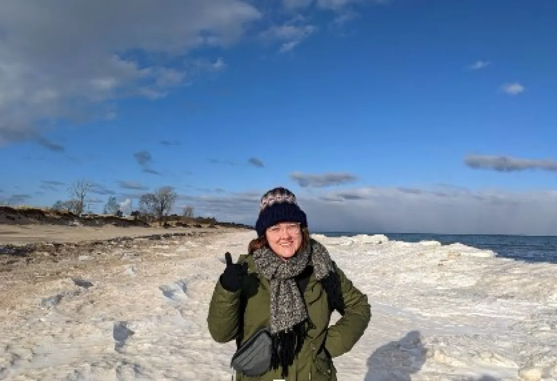 Erin Thompson standing in the snow.