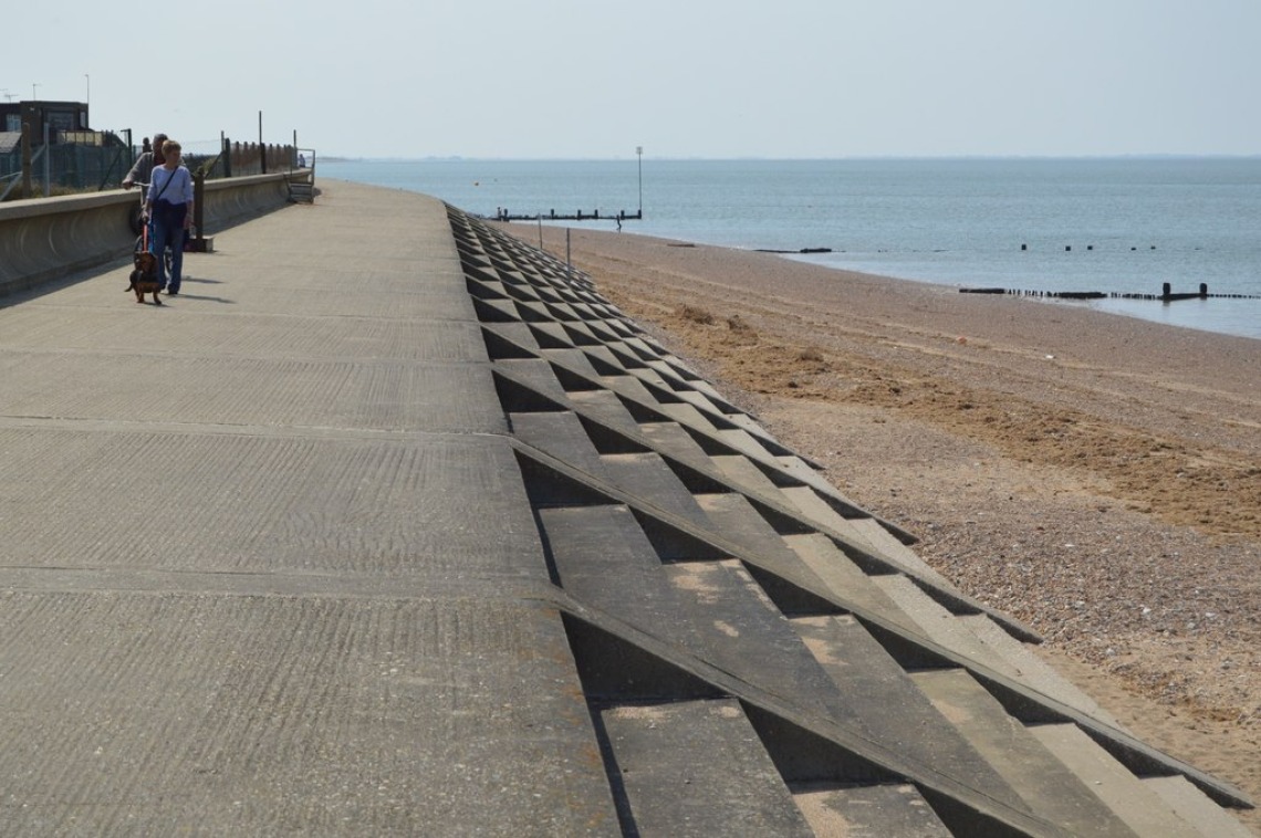 Stepped seawall in Great Britain.