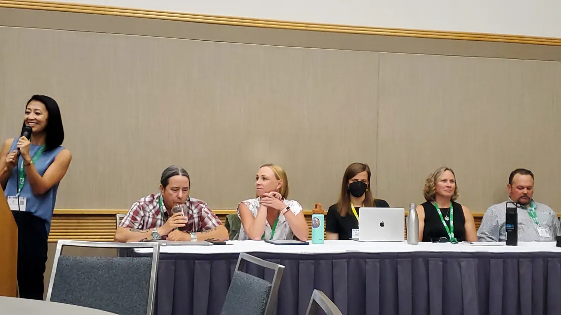 Jia talking in front of the ESA panel