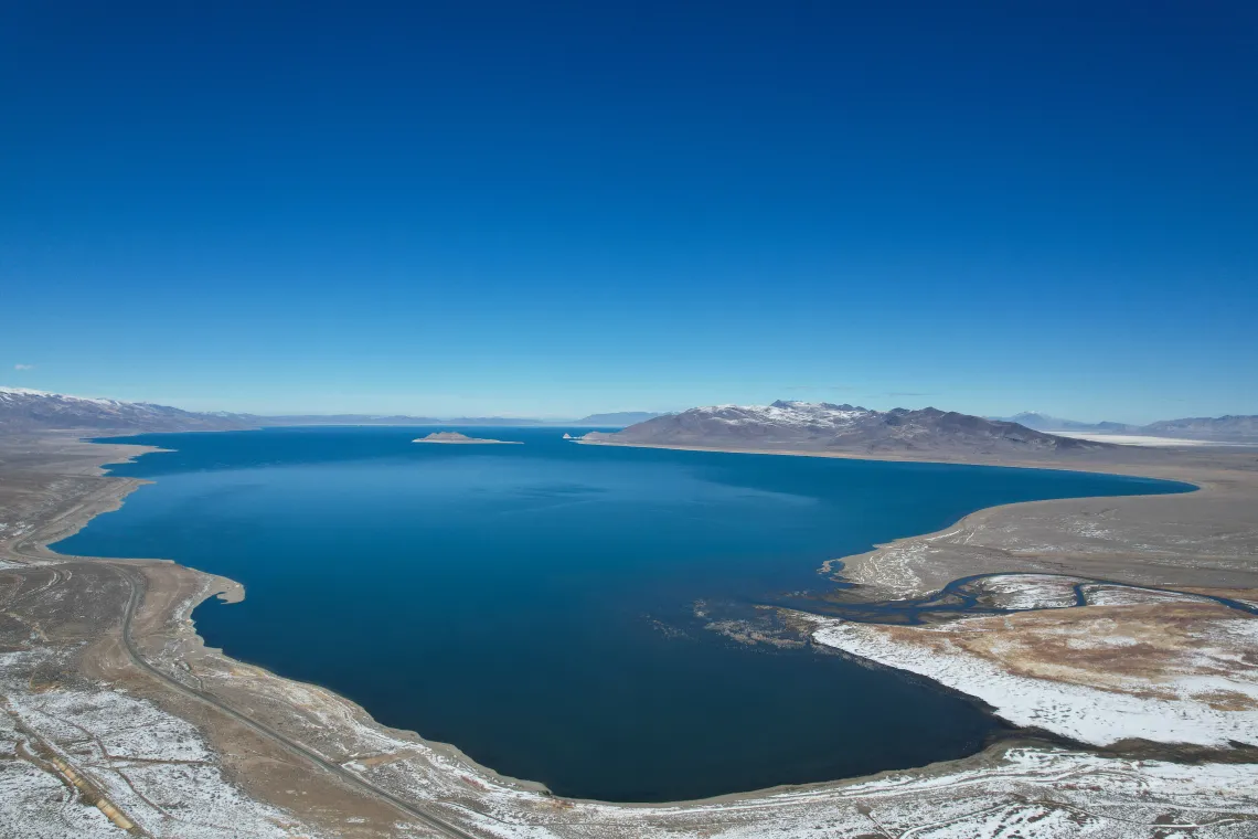 Ariel image of Pyramid Lake