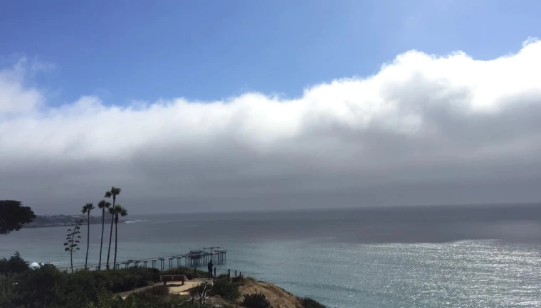 Clouds coming in over the ocean.